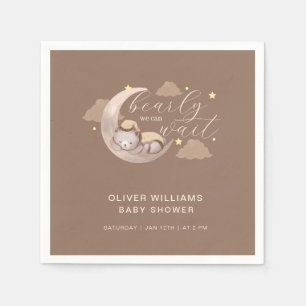 Servilleta De Papel Cute Brown Bearly Wait Moon Star Sleepy Bear