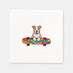 Servilleta De Papel Cute Bull Terrier en una Skateboard