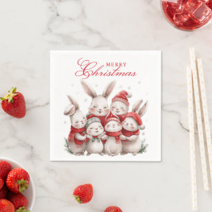 Servilleta De Papel Cute Bunnies Agua de Invierno Feliz Navidad