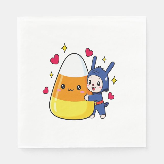 Servilleta De Papel Cute Bunny Abgging Candy Corn (Anverso)