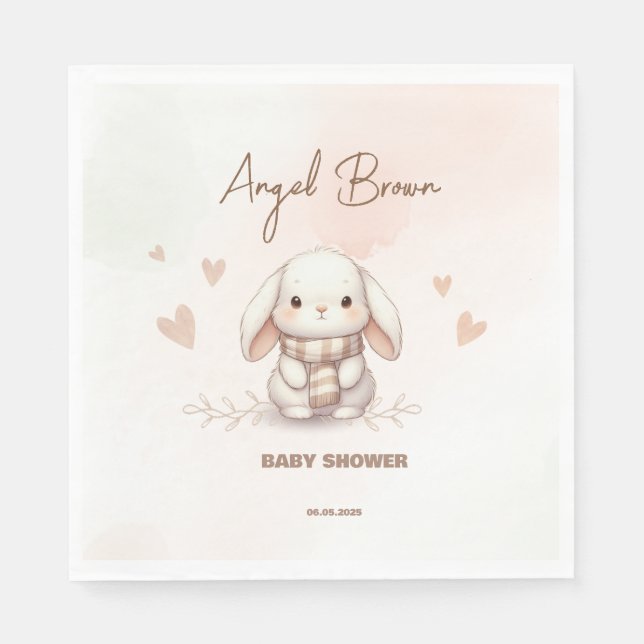 Servilleta De Papel Cute Bunny Baby Shower napkin (Anverso)