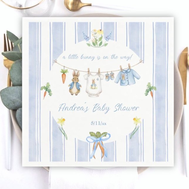 Servilleta De Papel Cute Bunny Boy Clothesline Baby Shower (Subido por el creador)