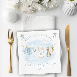 Servilleta De Papel Cute Bunny Boy Clothesline Baby Shower