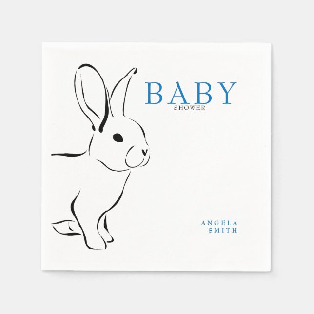 Servilleta De Papel Cute Bunny Cobalt Blue Baby Shower (Anverso)