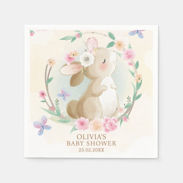 Servilleta De Papel Cute Bunny Rabbit Boho Moda Baby Shower (Anverso)
