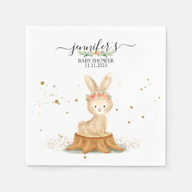 Servilleta De Papel Cute Bunny Rabbit wildlife baby newborn (Anverso)