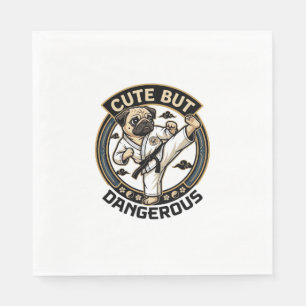 Servilleta De Papel Cute But Dangerous Pug Dog Karate Kick_1