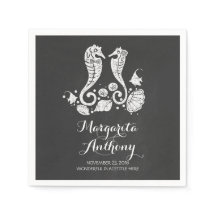 Cute caballitos de mar Beach Wedding Paper Napkins