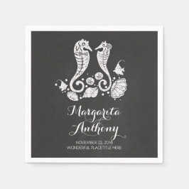 Servilleta De Papel Cute caballitos de mar Beach Wedding Paper Napkins