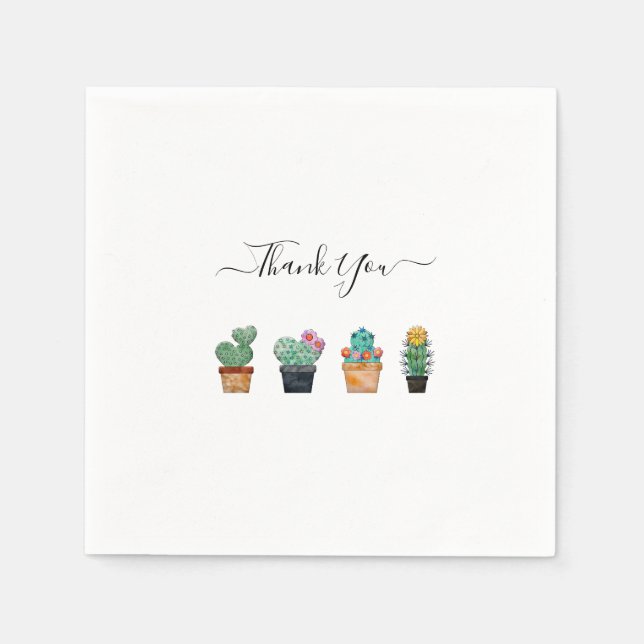 Servilleta De Papel Cute Cactus Green Flower Gracias (Anverso)