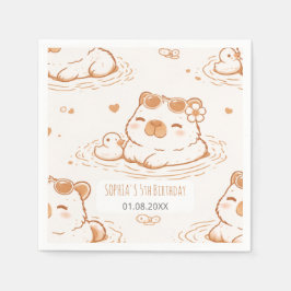 Servilleta De Papel Cute Capybara With Sunglasses Kids Birthday Party