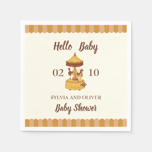 Servilleta De Papel Cute carrusel de agua neutra de género ducha de be (Anverso)