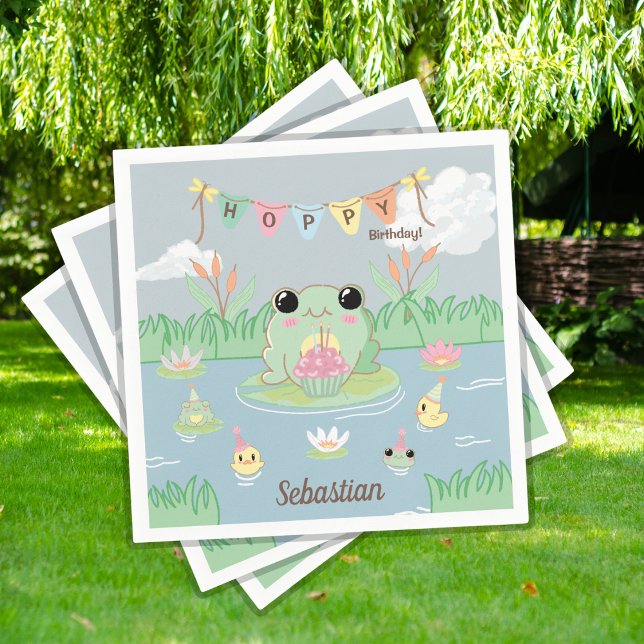Servilleta De Papel Cute Cartoon Frog Pond Birthday Party (Subido por el creador)