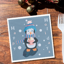 Servilleta De Papel Cute Cartoon Penguin Blue Holidays Paper Napkin