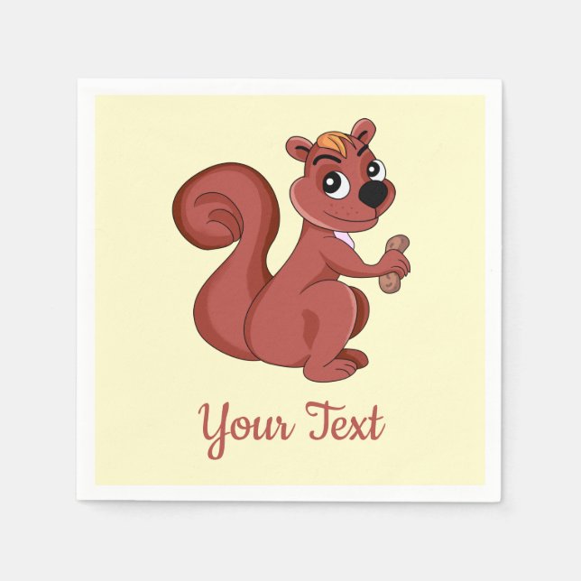 Servilleta De Papel Cute cartoon squirrel with a peanut  napkins (Anverso)