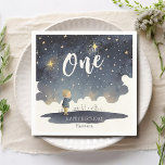 Servilleta De Papel Cute Celestial Birthday Stars Watercolor Boy<br><div class="desc">Cute Celestial Birthday Stars Watercolor Boy Papel Fiesta Napkins presenta una hermosa acuarela de un niño mirando las estrellas. Perfecto para los niños,  fiestas de primer cumpleaños y duchas para bebés. Diseñado por Evco Studio. Para coordinar elementos,  vea www.zazzle.com/store/evcostudio</div>