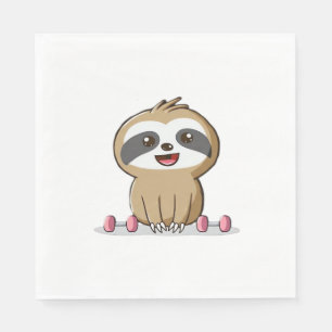 Servilleta De Papel Cute Chibi Perezoso Entrenamiento � Animal Diverti