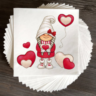 Servilleta De Papel Cute Chica Gnome Fairytale Fiesta de Gnomes en el