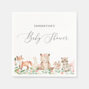 Servilleta De Papel Cute Chica Woodland Animals Baby Shower