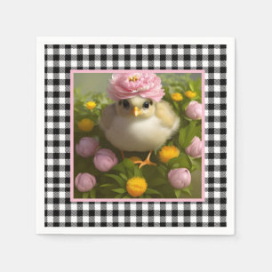 Servilleta De Papel Cute Chicks y Flores Pascua   