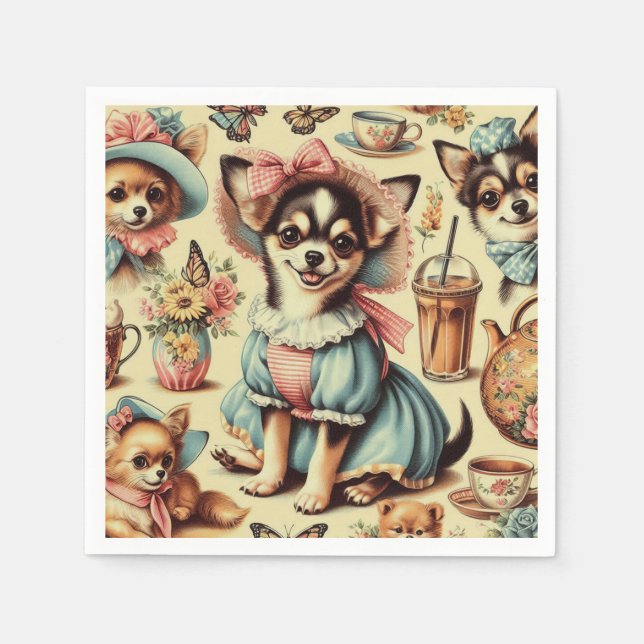 Servilleta De Papel Cute Chihuahua Puppy Pintura (Anverso)