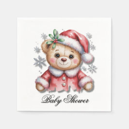 Servilleta De Papel Cute Christmas Bear and Snowflakes