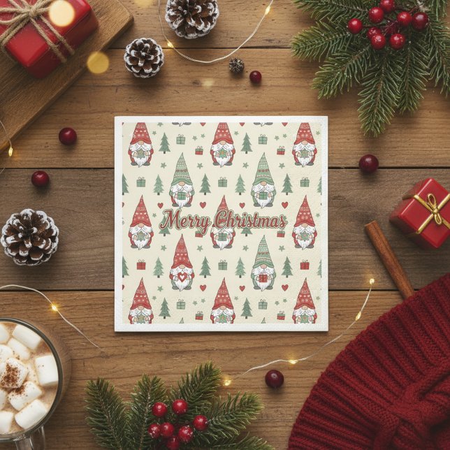 Servilleta De Papel Cute Christmas Gnome Scandinavian Paper Napkins (Subido por el creador)