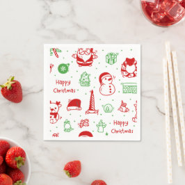 Servilleta De Papel Cute Christmas Icons Pattern Paper Napkin