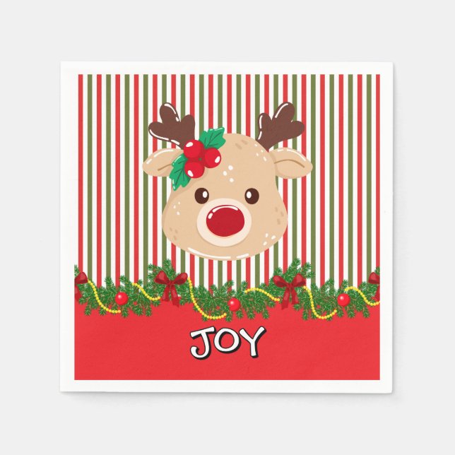 Servilleta De Papel Cute Christmas Reindeer Custom Paper (Anverso)