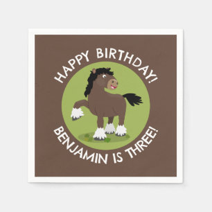 Servilleta De Papel Cute Clydesdale equino de cumpleaños personalizado