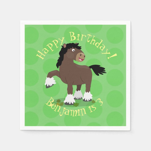 Servilleta De Papel Cute Clydesdale personalizado de caballo ilustraci (Anverso)