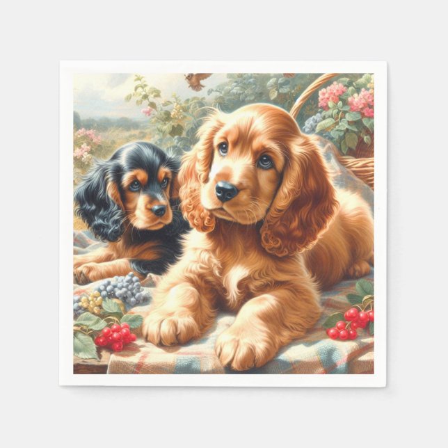 Servilleta De Papel Cute Cocker Spaniel Painting (Anverso)