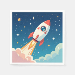 Servilleta De Papel Cute cohete espacial despegando