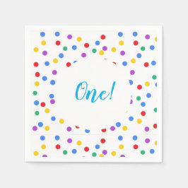 Servilleta De Papel Cute Colorful Confetti Dots 1º cumpleaños