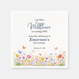 Servilleta De Papel Cute Colorful Little Wildflower 1st Birthday Party