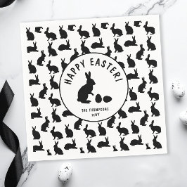 Servilleta De Papel Cute conejitos negros y blancos de Pascua modernos