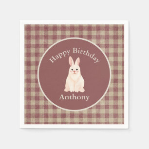 Servilleta De Papel Cute conejo conejo marrón acuarela nombre natdaby