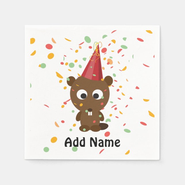 Servilleta De Papel Cute Confetti Fiesta Beaver (Anverso)