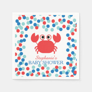 Servilleta De Papel Cute Confetti Nautical Crab Baby Shower Napkin