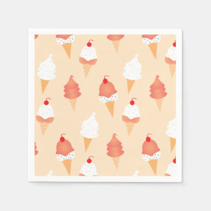 Servilleta De Papel Cute Cono De Helado Purpurina Y Patrón De Cereza