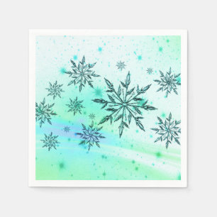 Servilleta De Papel Cute copo de nieve remolino azul verde turquesa
