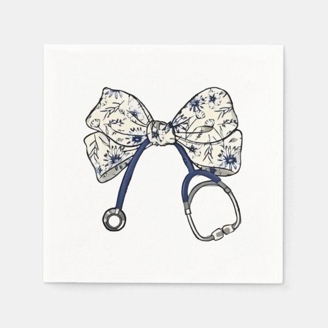 Servilleta De Papel Cute Coquette Bow Coquette Bow Nurse Enfermería (Anverso)