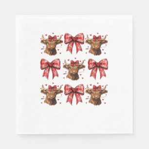Servilleta De Papel Cute Coquette Bow Heart Highland Cow Western Valen