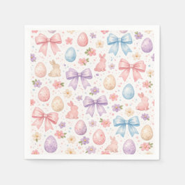 Servilleta De Papel Cute Coquette Bunny & Pink Bows Easter Napkins