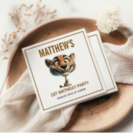 Servilleta De Papel Cute Crazy Cheetah Farm Theme 1st Birthday