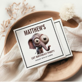 Servilleta De Papel Cute Crazy elephant Farm Theme 1st Birthday