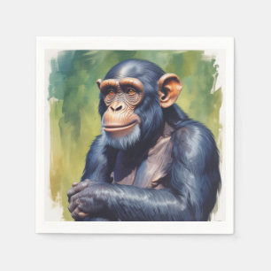 Servilleta De Papel Cute Crazy Funny Chimpanzee
