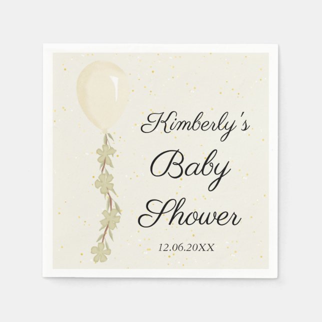 Servilleta De Papel Cute Cream Balloon Baby Shower (Anverso)