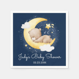 Servilleta De Papel Cute Crescent Navy Moon Teddy Bear Baby Shower