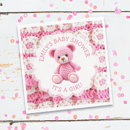 Servilleta De Papel Cute Crocheted Teddy Bear Girl's Baby Shower